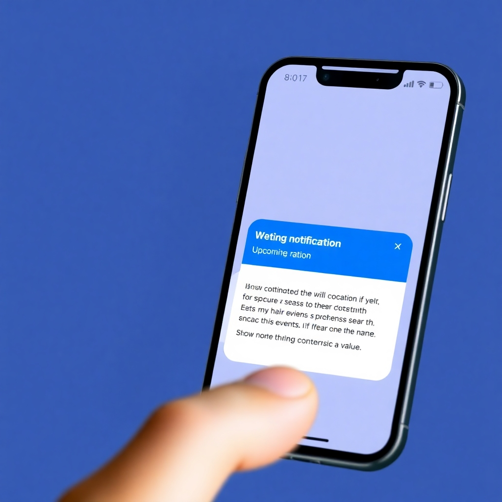 Image representing a notification system, like a mobile phone displaying a message from the organization about upcoming events. Show a well-designed notification that conveys urgency and value.