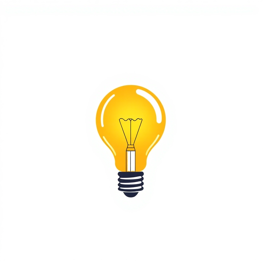 Stylized image of a single, glowing light bulb symbolizing an individual's potential and personal development. Clean, modern design. 4K resolution. Style references: minimalistic design