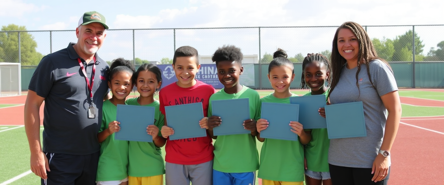 Caribbean family celebrating as their children receive sporting scholarships