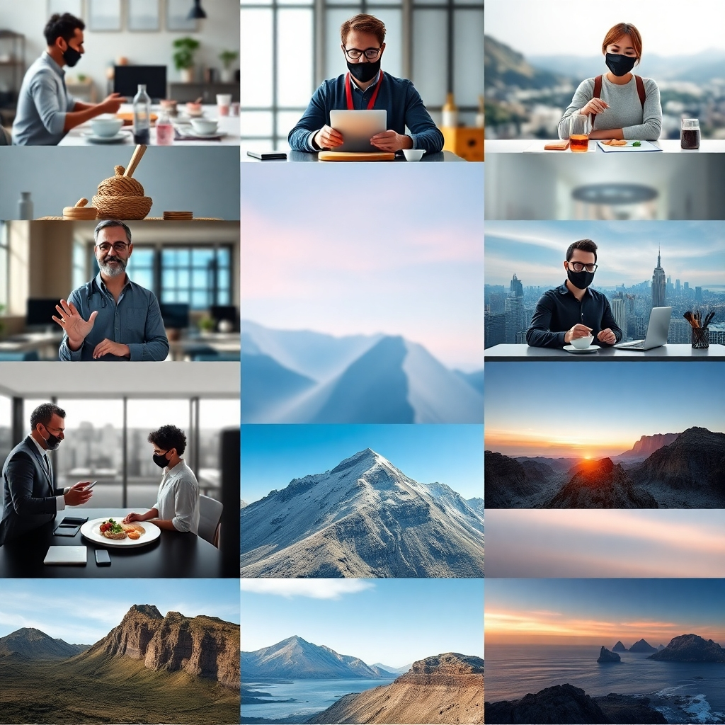 A collage showcasing a diverse range of niche-specific faceless videos, created by Intellivid.  The niches represented should be varied, including technology, cooking, finance, education, and travel.  The aesthetic of each video should reflect its niche while maintaining a professional and engaging look and feel.
