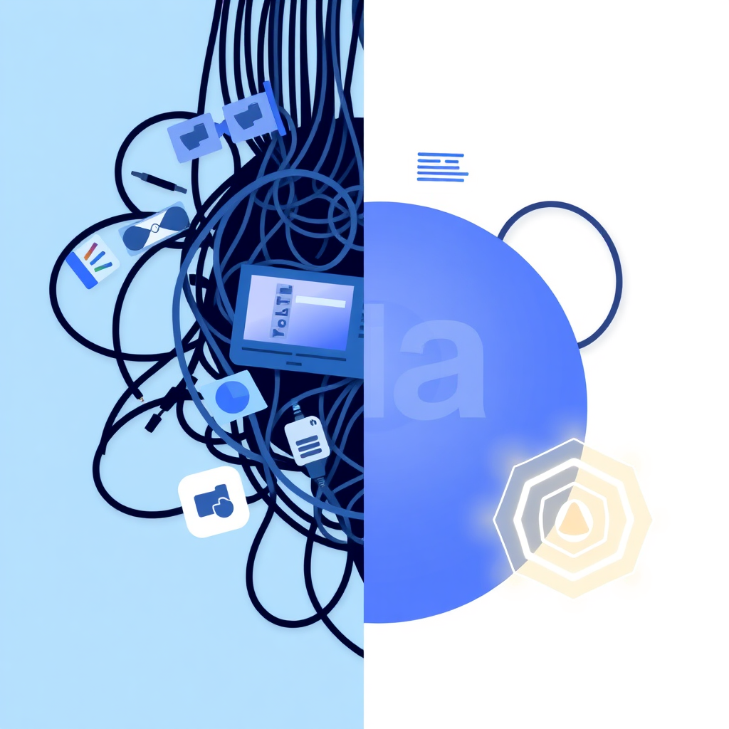 Illustration of complex video editing vs simple AI solution