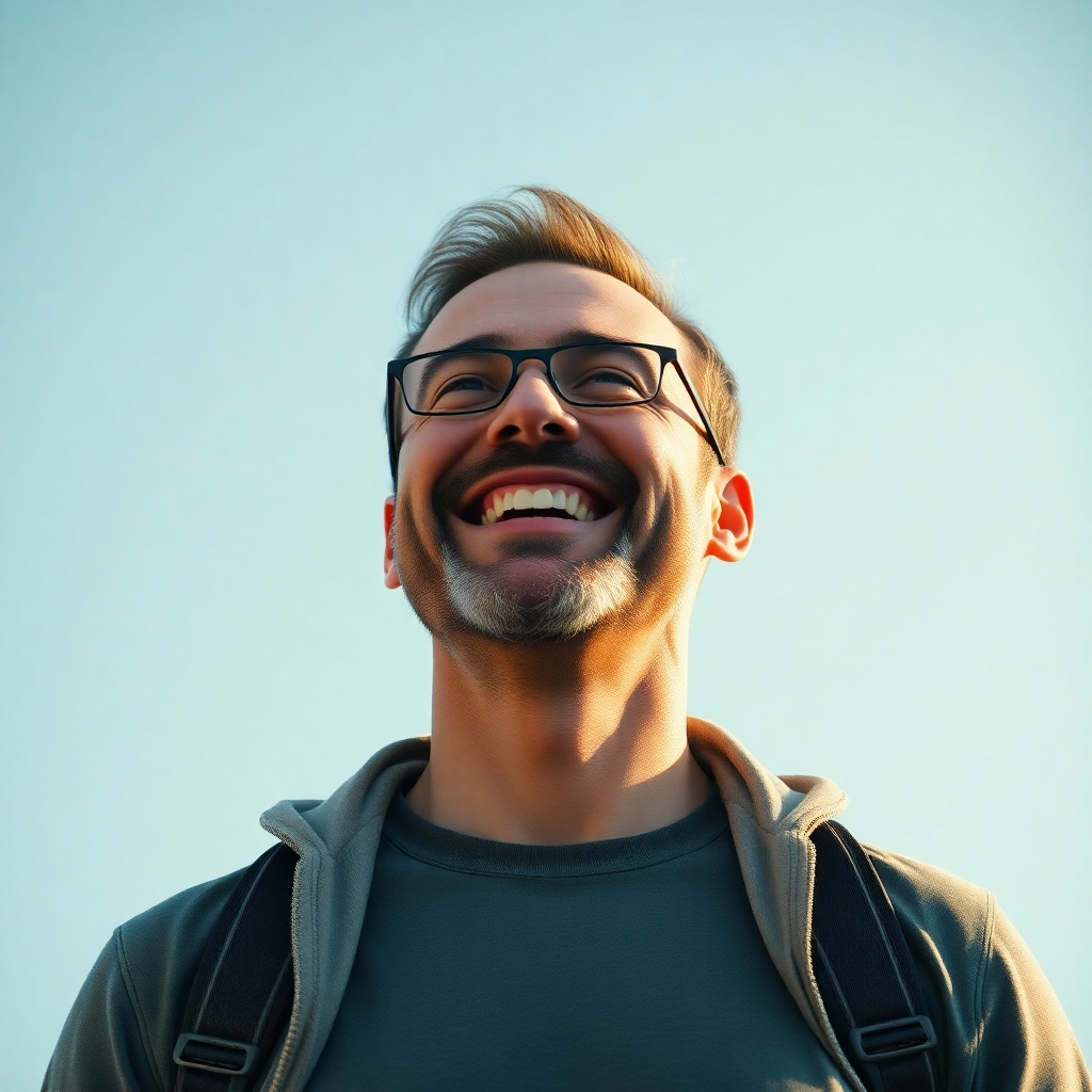 A photorealistic image of a man feeling confident and energetic, representing the positive impact of ProstaVive on prostate health and overall well-being. The image should have a bright and positive mood, showcasing a healthy lifestyle.