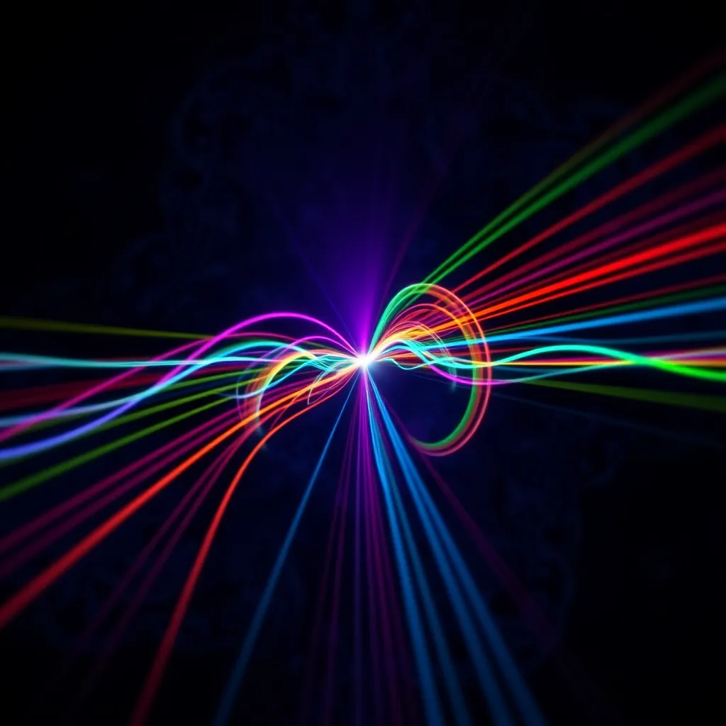 A visually stunning image depicting the concept of brainwave frequencies and their impact on the human brain. The image features a vibrant, swirling pattern of colorful lines, representing brainwaves, converging on a central point, symbolizing the pineal gland. The colors are bold and dynamic, reflecting the energy and power of the brainwave frequencies. The image is rendered in a 3D style, creating a sense of depth and immersion. The background is a dark, abstract pattern that adds a sense of mystery and intrigue.  The overall mood is one of energy, excitement, and potential. 8K resolution, hyperrealistic, ultra-detailed.