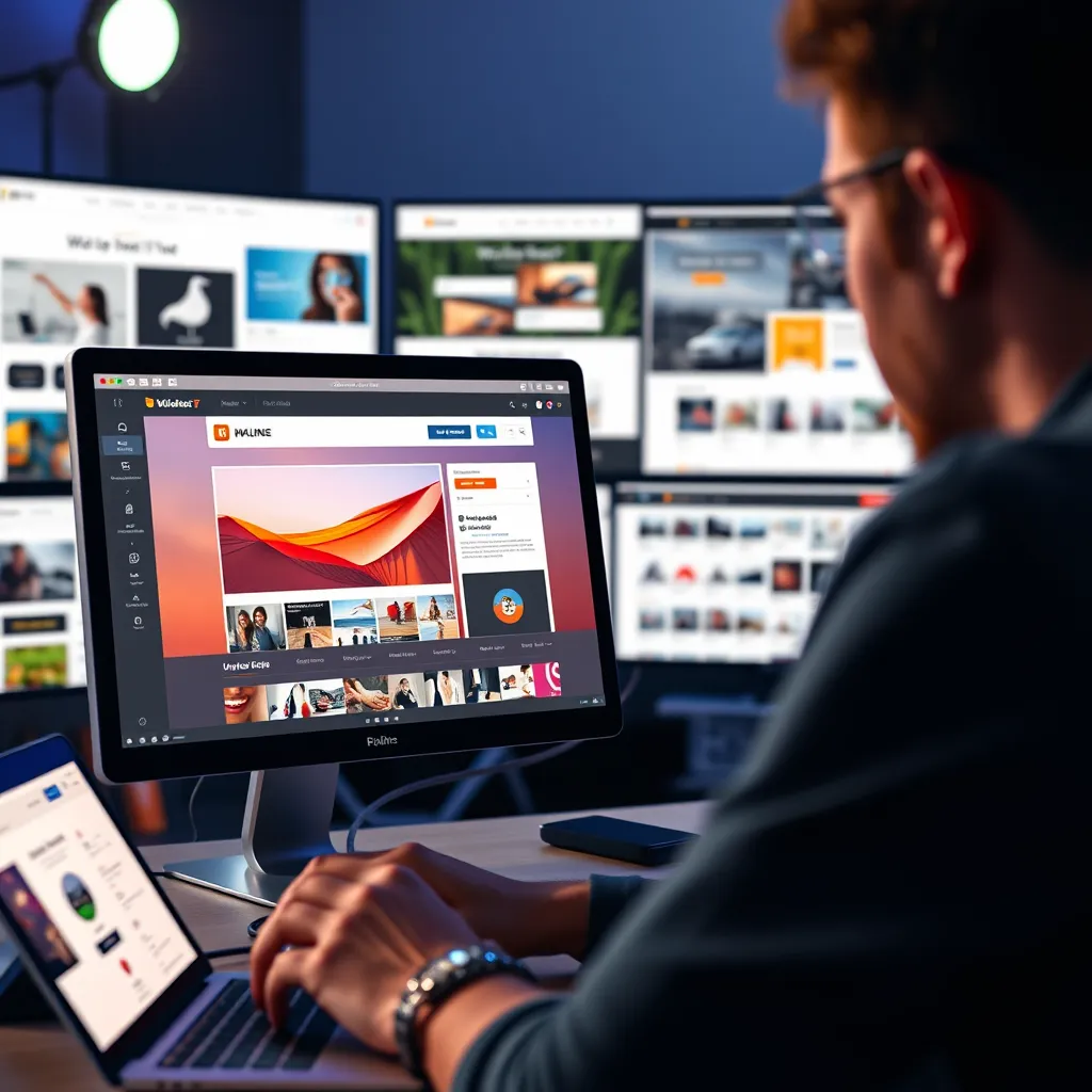 A stylized illustration of a funnel with a website landing page at the top, showcasing one of the free website templates. The funnel shows a flow of traffic, leads, and conversions. The illustration should have a vibrant color palette and a modern, clean design.