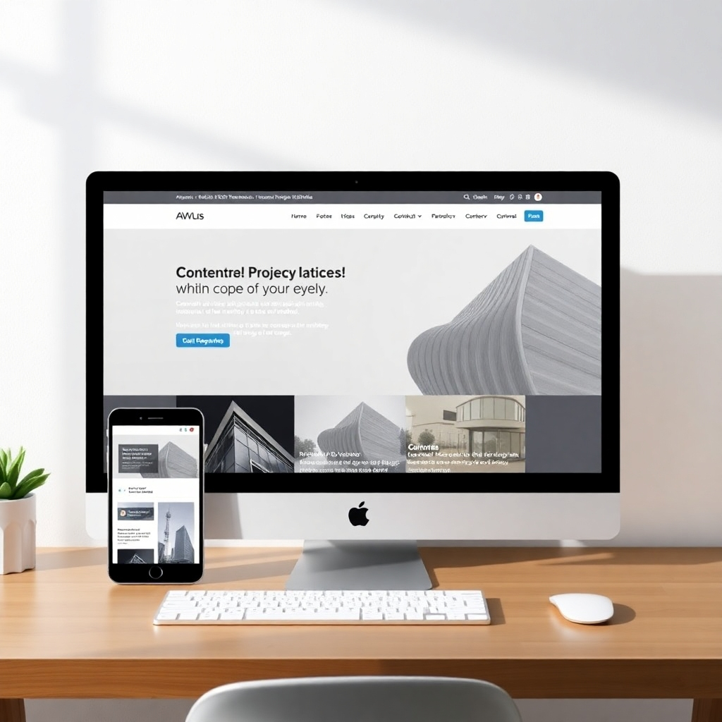 A clean, modern image showing a responsive website design adapting to different screen sizes, high quality, 4K resolution