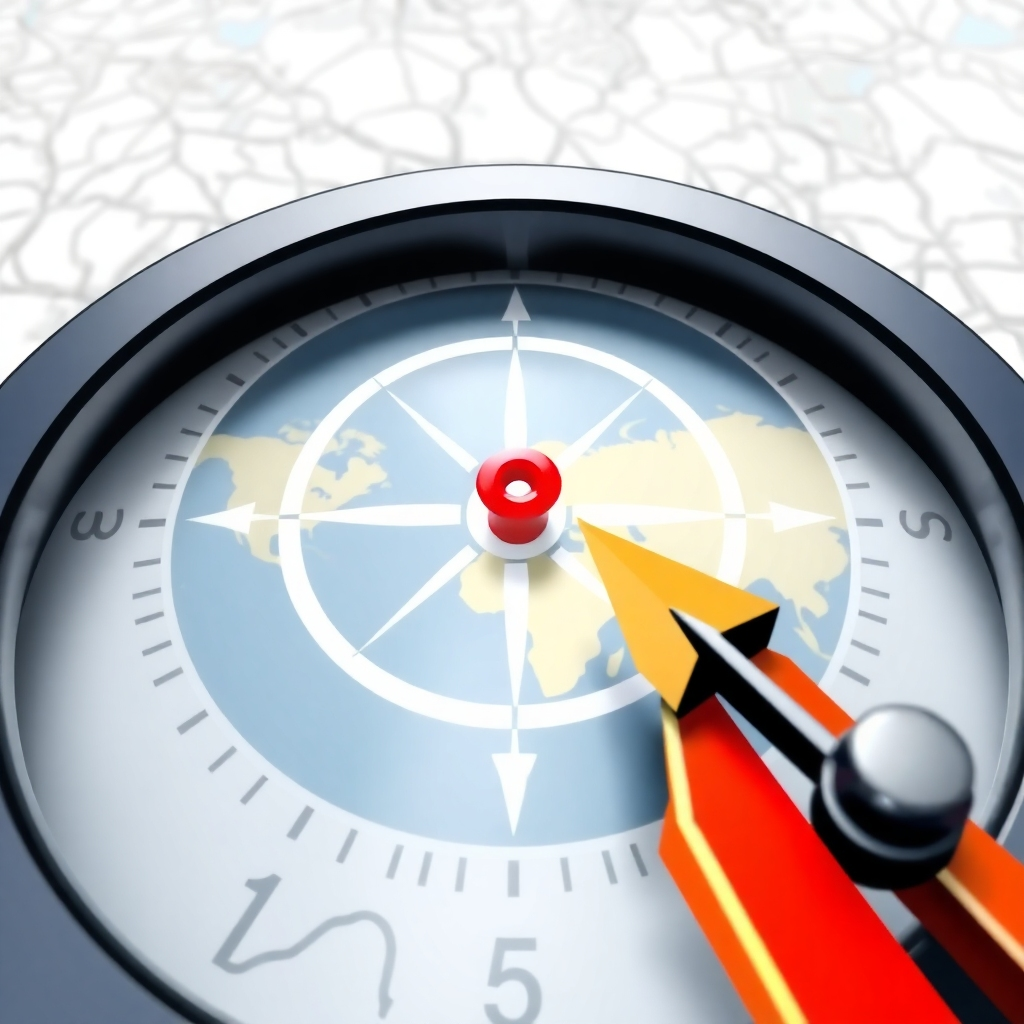 A stylized image representing SEO strategy, perhaps a compass pointing towards a target on a map, high quality, 4K resolution