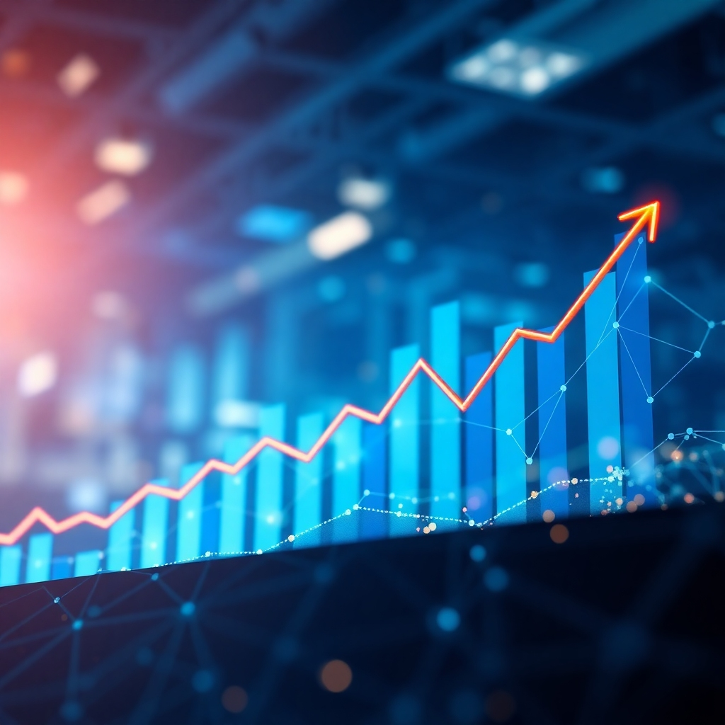 An image visualizing business growth and expansion, perhaps an upward-trending graph and expanding network. High quality, 4K resolution.