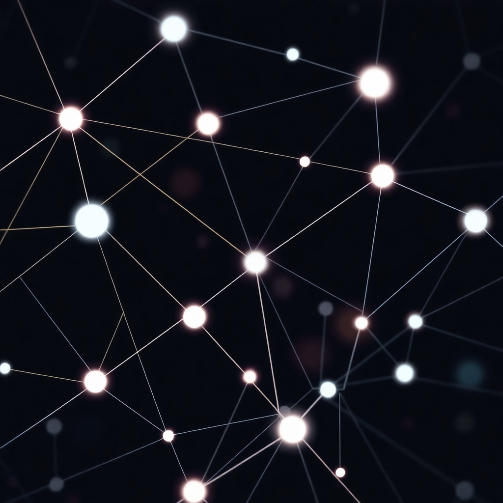Create an abstract image using interconnected lines and shapes to visually represent optimized processes and improved efficiency. The style should be modern and visually appealing.