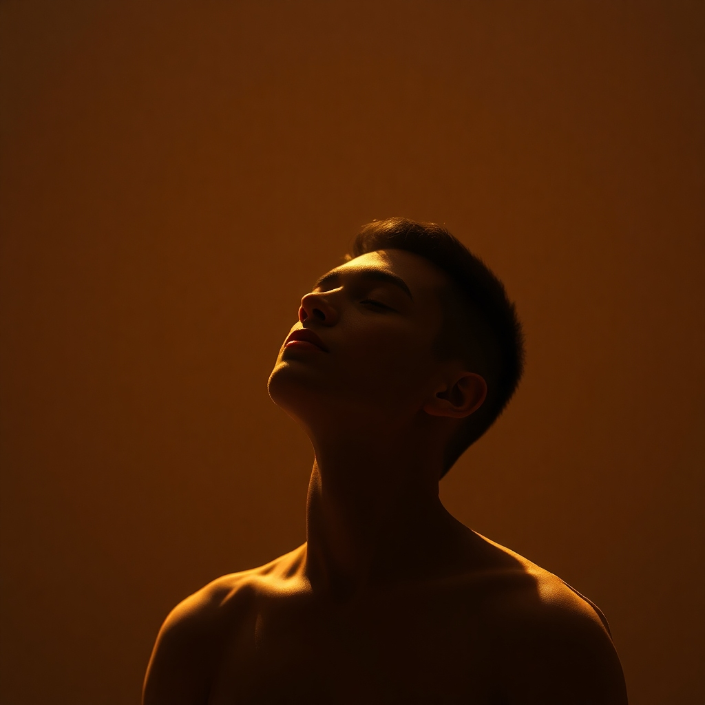 A serene image depicting a person in peaceful contemplation with soft, warm lighting. The background should be subtle and calming. The overall style should convey a sense of peace and tranquility. Aim for high-quality 4k resolution with realistic textures and subtle lighting effects.