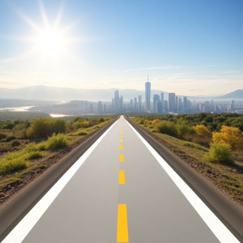 A stylized image depicting a roadmap leading towards a bright future. The roadmap could be superimposed over a scenic vista or an inspiring city skyline to suggest possibilities.