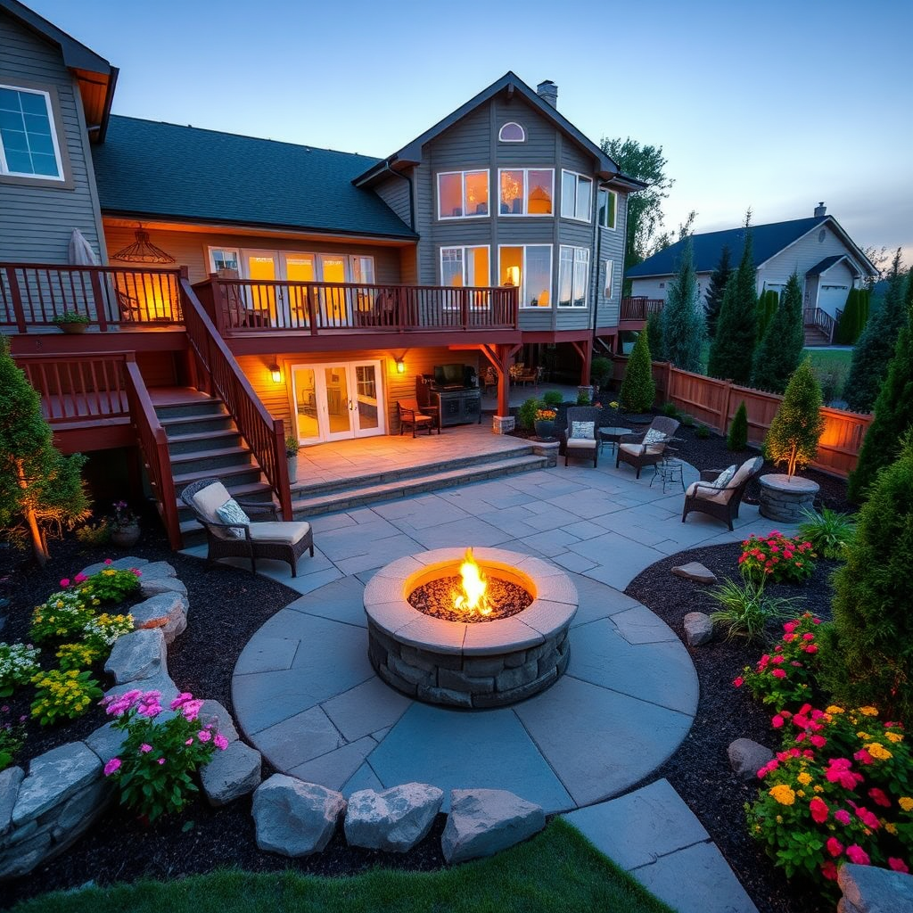Backyard renovation with deck and patio