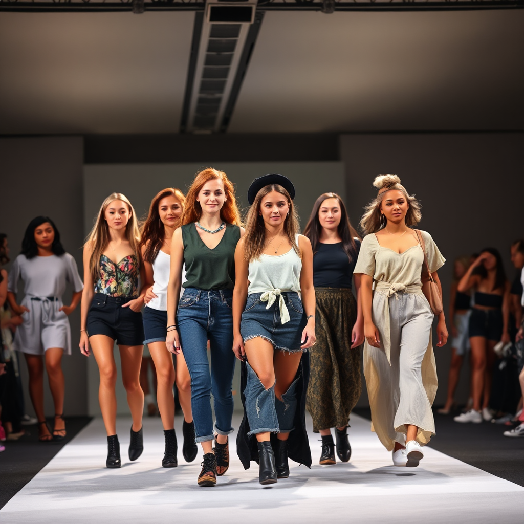 Teens modeling sustainable fashion designs