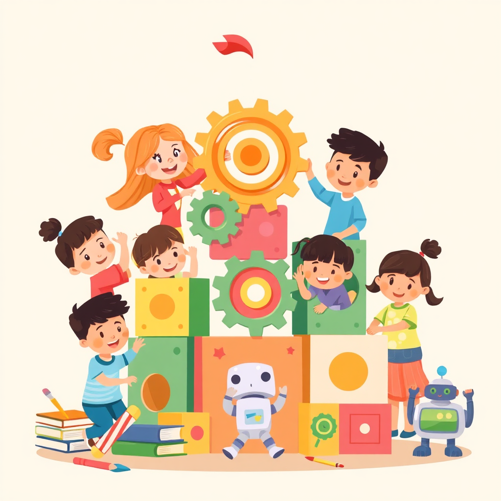 Children building together