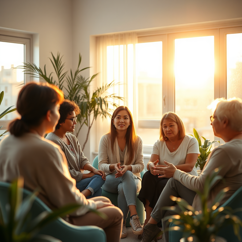 Diverse support group connecting empathetically
