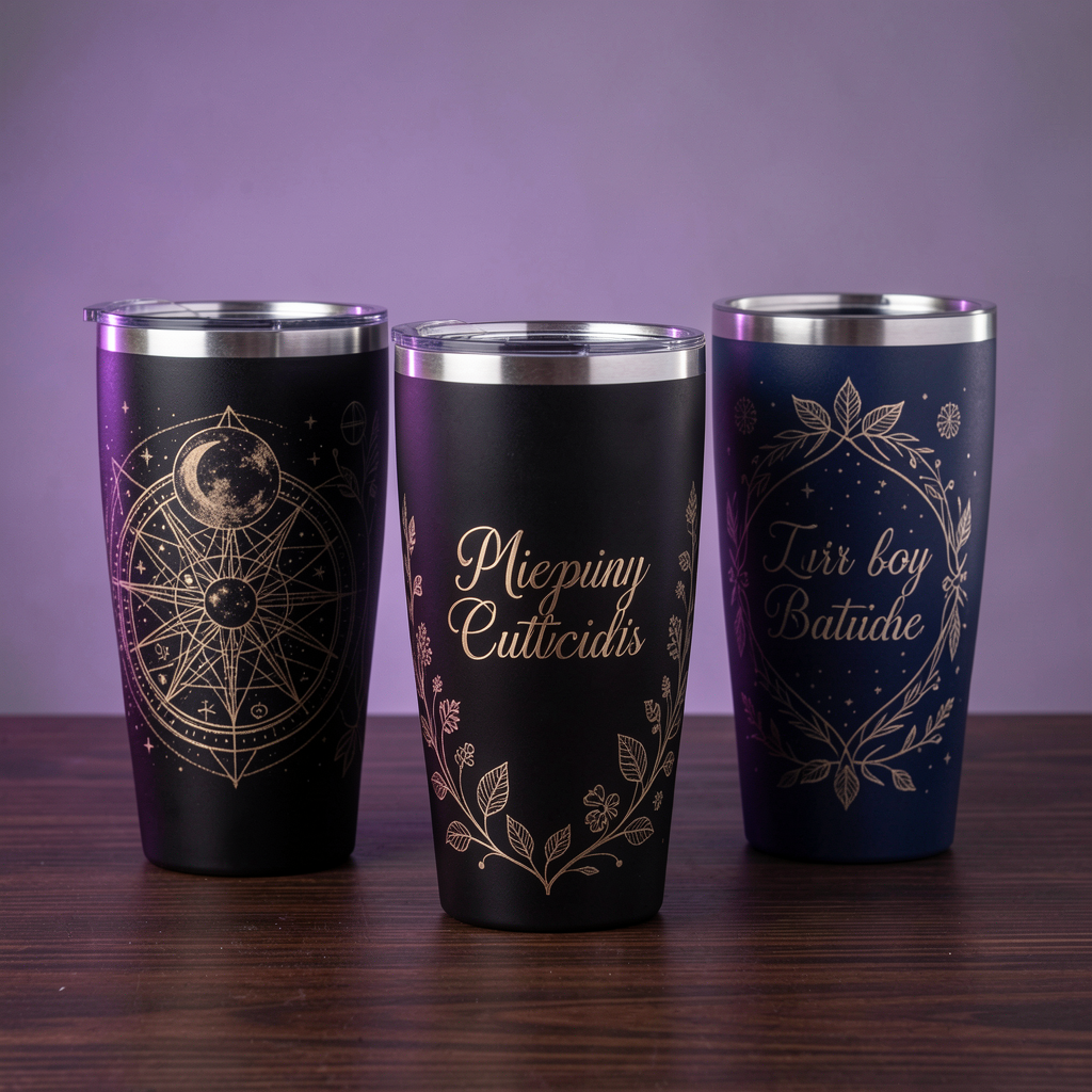 Custom sublimated tumblers with mystical designs