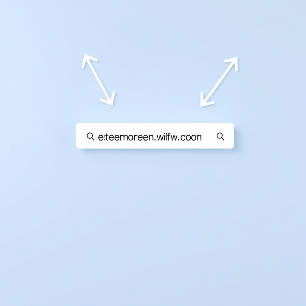 A digital representation of a search engine results page, with a website featuring a prominent domain name at the top. Arrows point towards the website, symbolizing increased traffic and visibility. The background is a gradient of blue and white, suggesting trust and authority. 4K resolution, clean design.