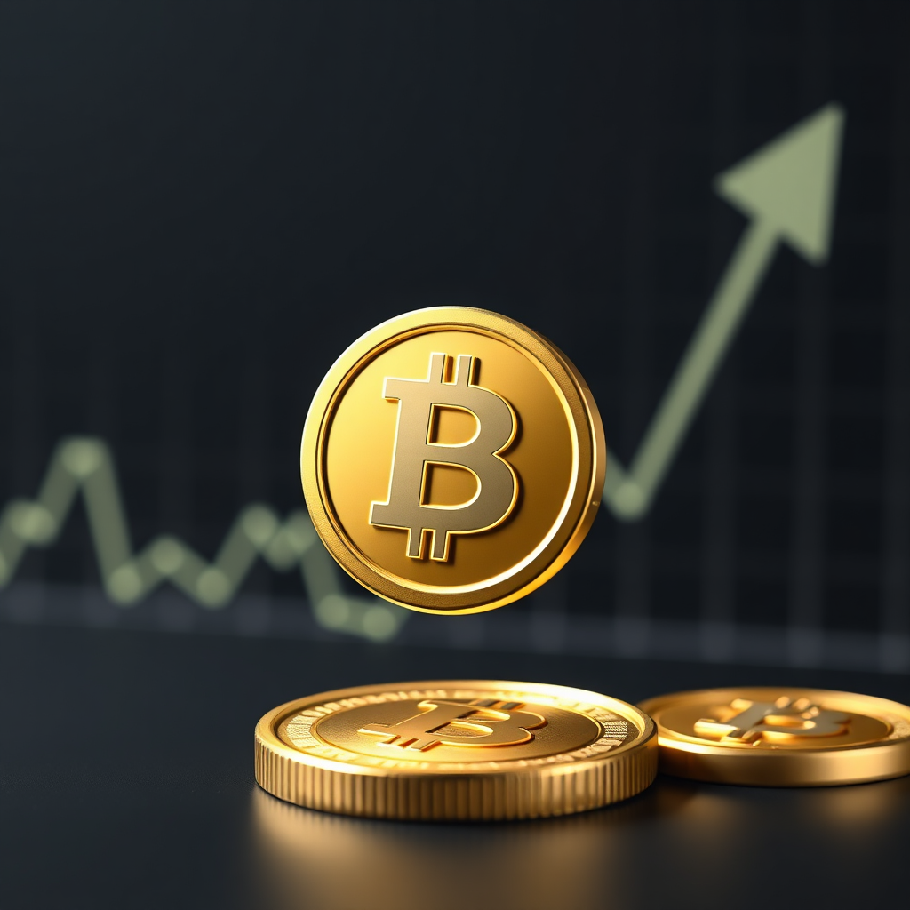 A stylized image of a domain name icon transforming into a gold coin. The coin is shimmering and valuable, representing the investment potential of domain names. The background is a graph showing upward growth, symbolizing financial success. 4K resolution, high quality.