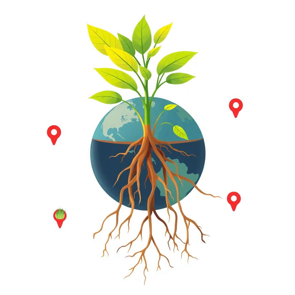 A stylized image of a growing plant with roots spreading across the globe. Each leaf represents a different opportunity for growth. Bright, optimistic colors, 4K resolution, emphasis on the feeling of potential and expansion.
