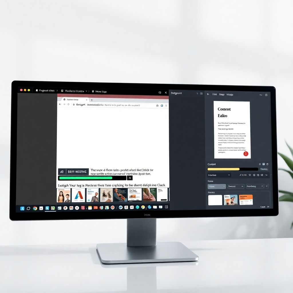 A photorealistic image depicting a split screen showing a web browser displaying a website on one side and a Designrr ebook editor interface on the other, with a progress bar indicating content import.  The image should have a clean, modern aesthetic, emphasizing ease of use and seamless integration.