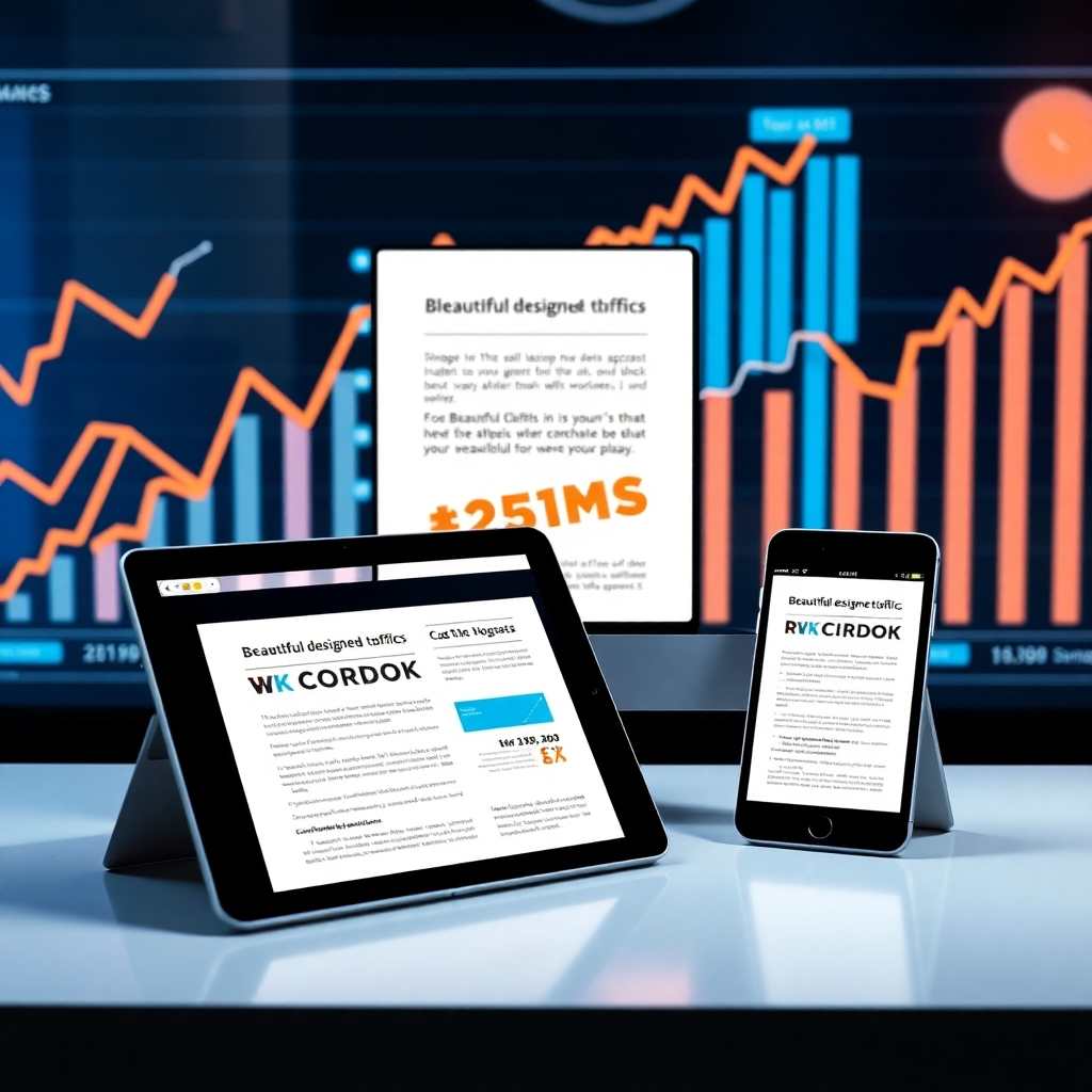 A vibrant image showing multiple devices (laptop, tablet, phone) displaying the same beautifully designed ebook.  In the background, graphs and charts illustrate increased website traffic and sales.  The overall mood is one of success and achievement, highlighting the ebook's impact.