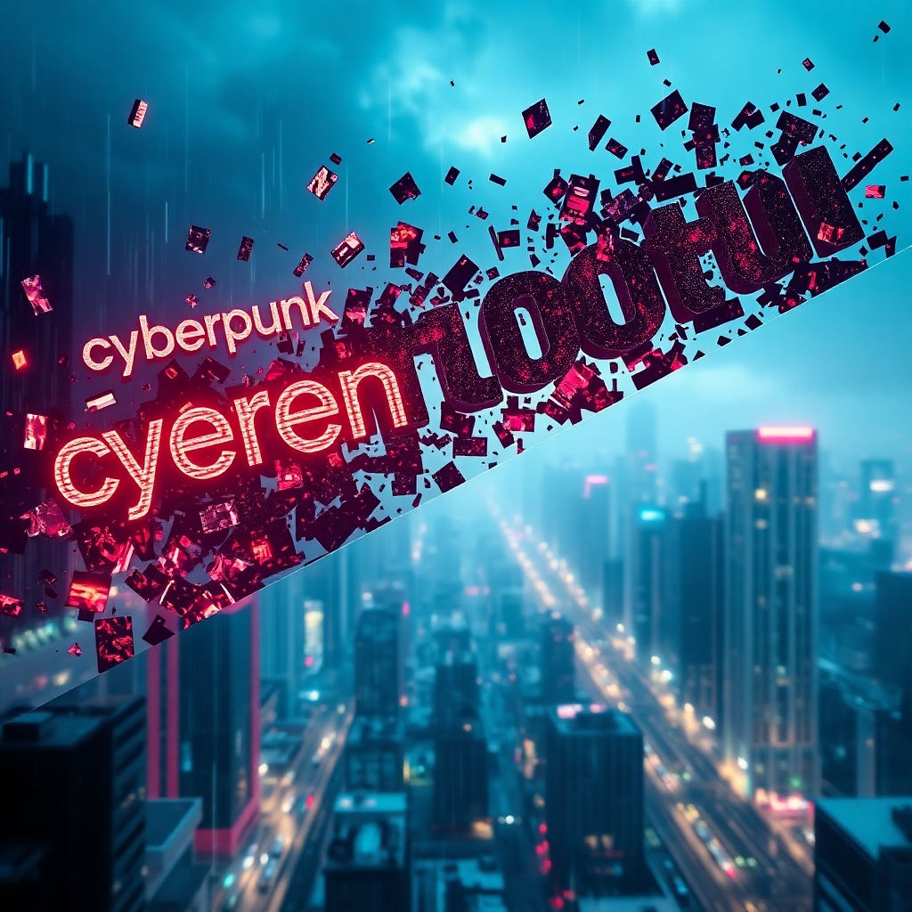 A visually striking image showing fragments of keywords floating in space: "cyberpunk," "neon lights," "rainy city." These fragments then converge and assemble into a breathtaking, hyper-realistic AI-generated image of a futuristic cityscape. Emphasize the transformation from abstract concepts to a complete, detailed scene. Use cinematic lighting and a sense of depth to draw the viewer in. Alternatively, show a split-screen: a chaotic mess of keywords on one side and a structured prompt with a stunning image on the other.