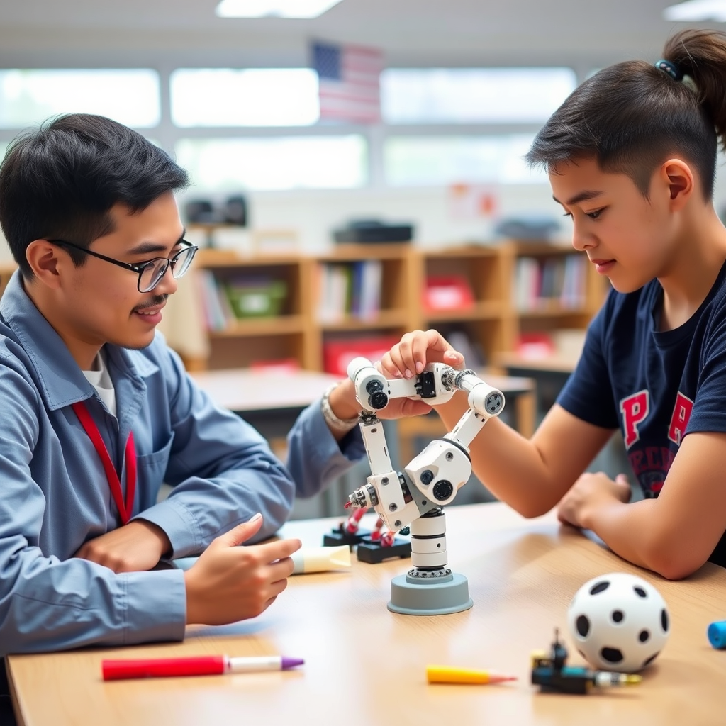 Engineer guiding student