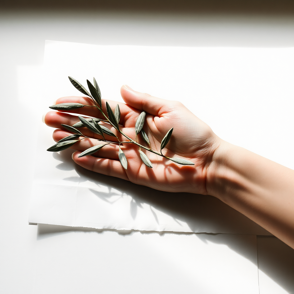 Monochrome olive branch accent