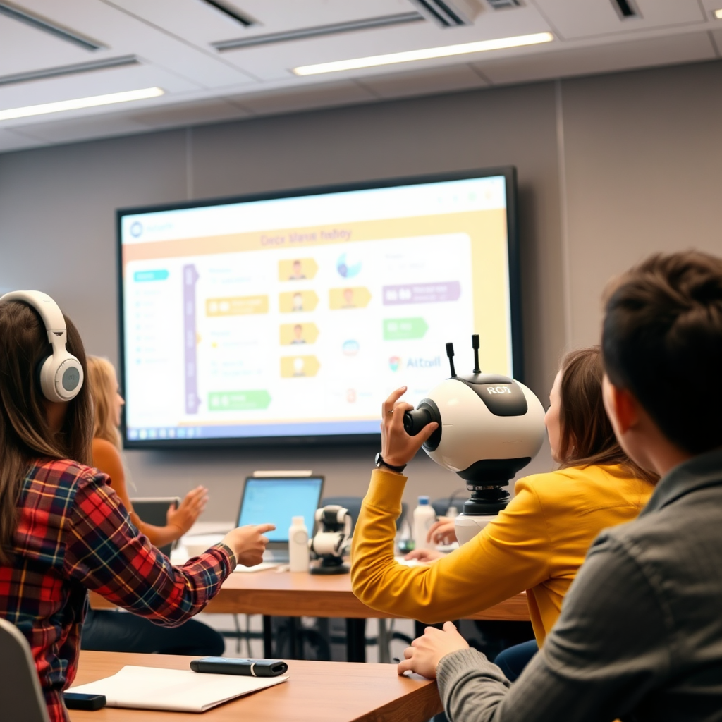 Team collaborating with robotic interface