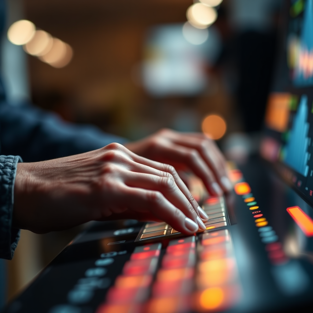 Hands operating control panel
