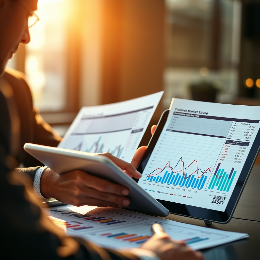 Executives reviewing market sizing