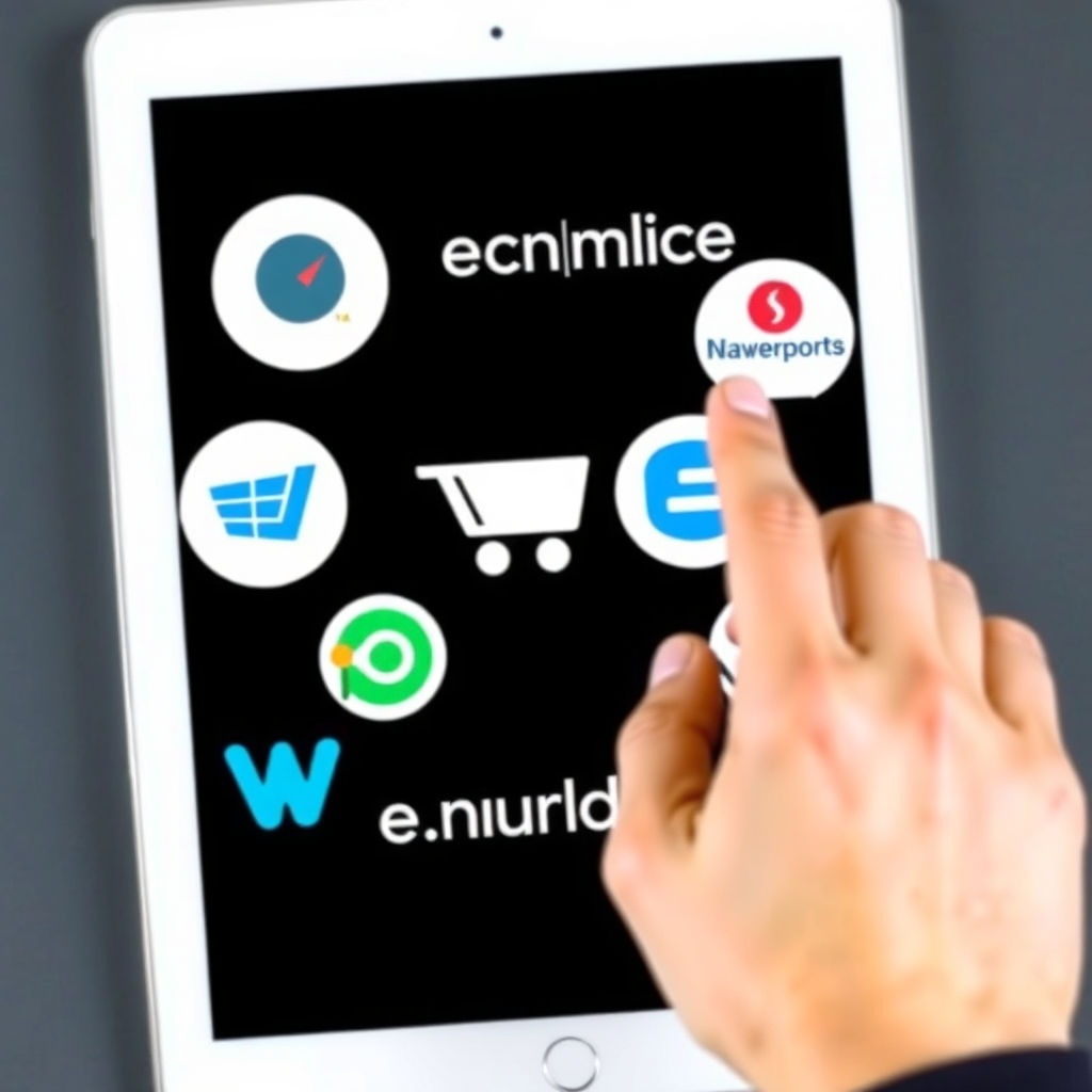 A modern office with a team of professionals working on computers, with charts and graphs on a large screen in the background. The scene should convey efficiency and organization.