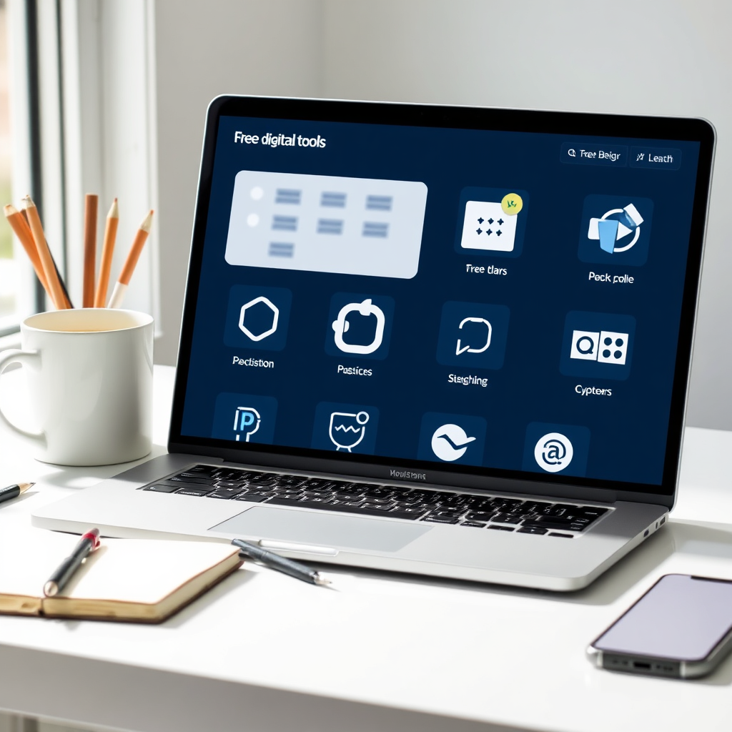 Outils numériques sur écran d'ordinateur