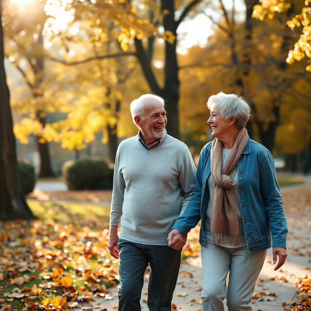 Couple de retraités profitant d'une promenade
