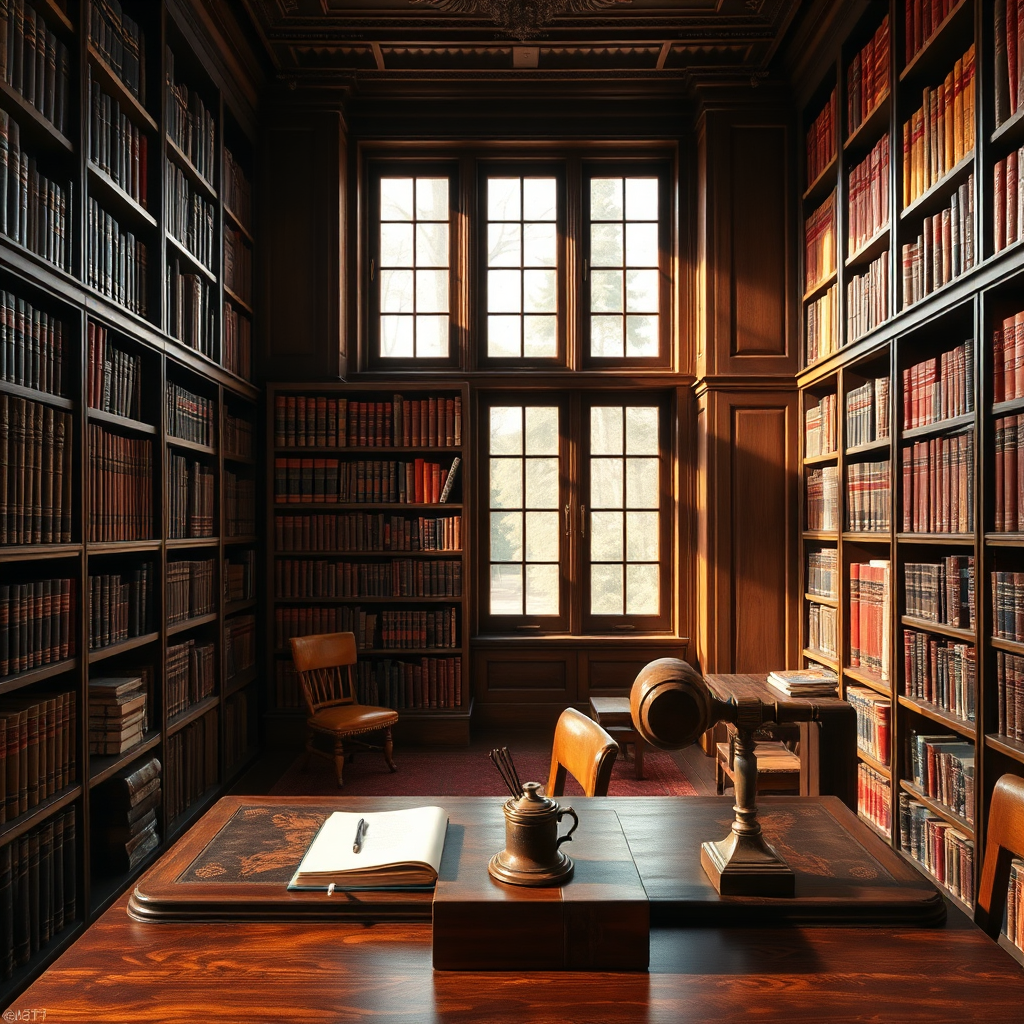 Bibliothèque classique en bois sombre