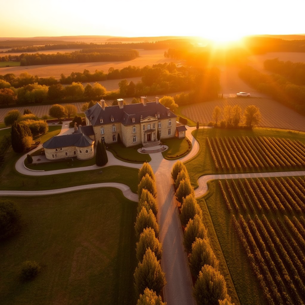 Aerial view of chateau