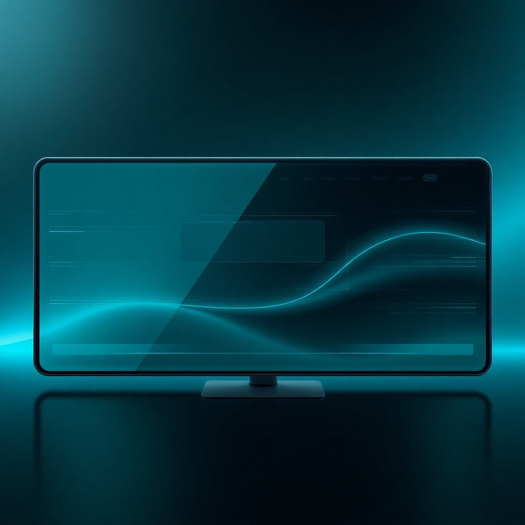 A photorealistic image of a website interface with a futuristic, minimalist design.  The color scheme should be predominantly dark teal and silver.  High-resolution, showcasing intricate details like subtle animations and smooth transitions.  The background should subtly shift and change colors.  The overall impression should be one of sophisticated elegance and technological advancement.