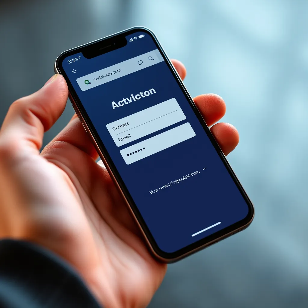 A hand holding a smartphone with a website displayed on the screen. The website features a contact form and email address. The image should convey accessibility, ease of use, and the ability to connect with the team.