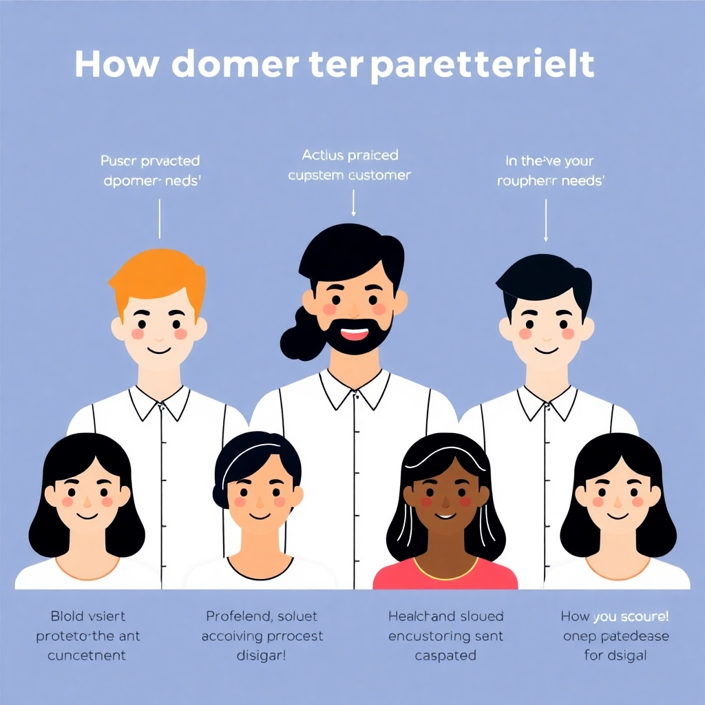 A stylized image depicting different customer personas, highlighting their individual characteristics and needs, emphasizing how a digital product can address these needs.