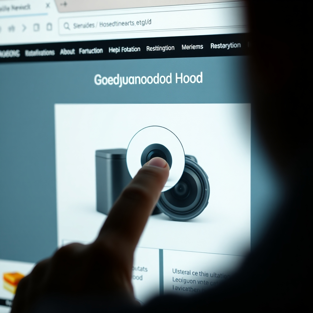 A close-up image of a website with a user hovering over a product image, triggering a subtle animation of the product zooming in slightly and displaying a quick preview of its key features.