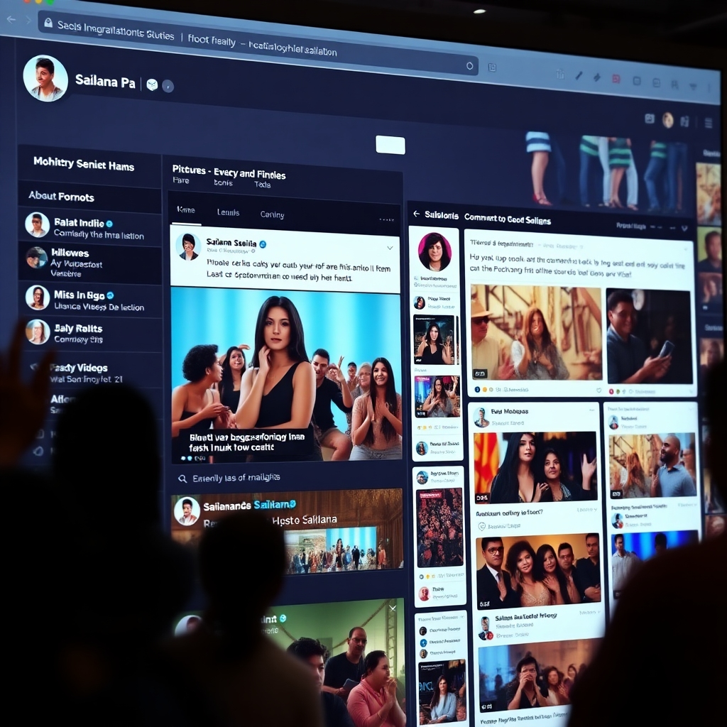 Photorealistic image of a vibrant and engaging online forum or community page displaying comments, pictures, and videos showcasing Sailana's interactions with her fans.  Show a mix of user-generated content and official posts, highlighting a feeling of community and excitement.