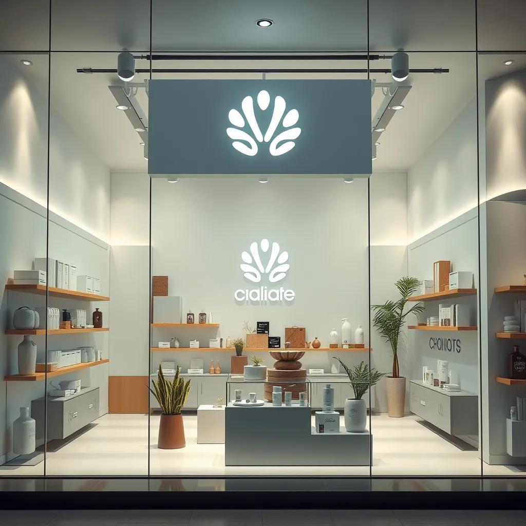 A modern, minimalist e-commerce storefront showcasing a collection of products with a unique brand logo and design elements, reflecting a personalized brand aesthetic. The image should convey the concept of building a unique brand through white labeling.