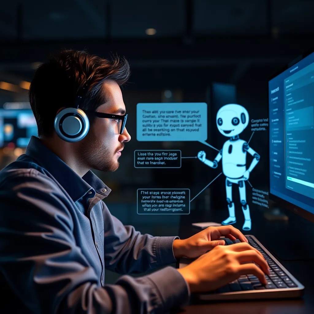 A user navigating a complex online form. An AI agent is visible as a friendly, animated character guiding the user through the form with clear instructions and explanations. The image should highlight the seamless interaction between the user and the AI agent.