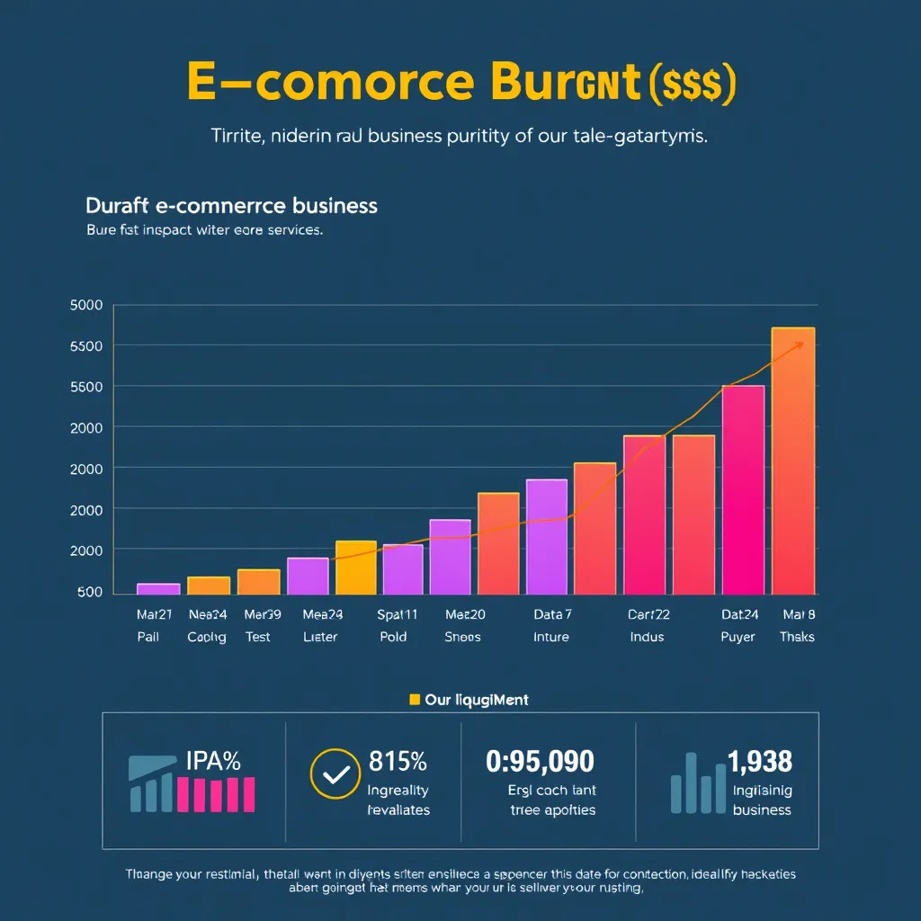A vibrant infographic depicting a bar graph that shows the growth of an e-commerce business over time. The graph should be visually appealing and clearly illustrate the positive impact of our services. The infographic should also include relevant data points and key performance indicators (KPIs) to emphasize the value we deliver.