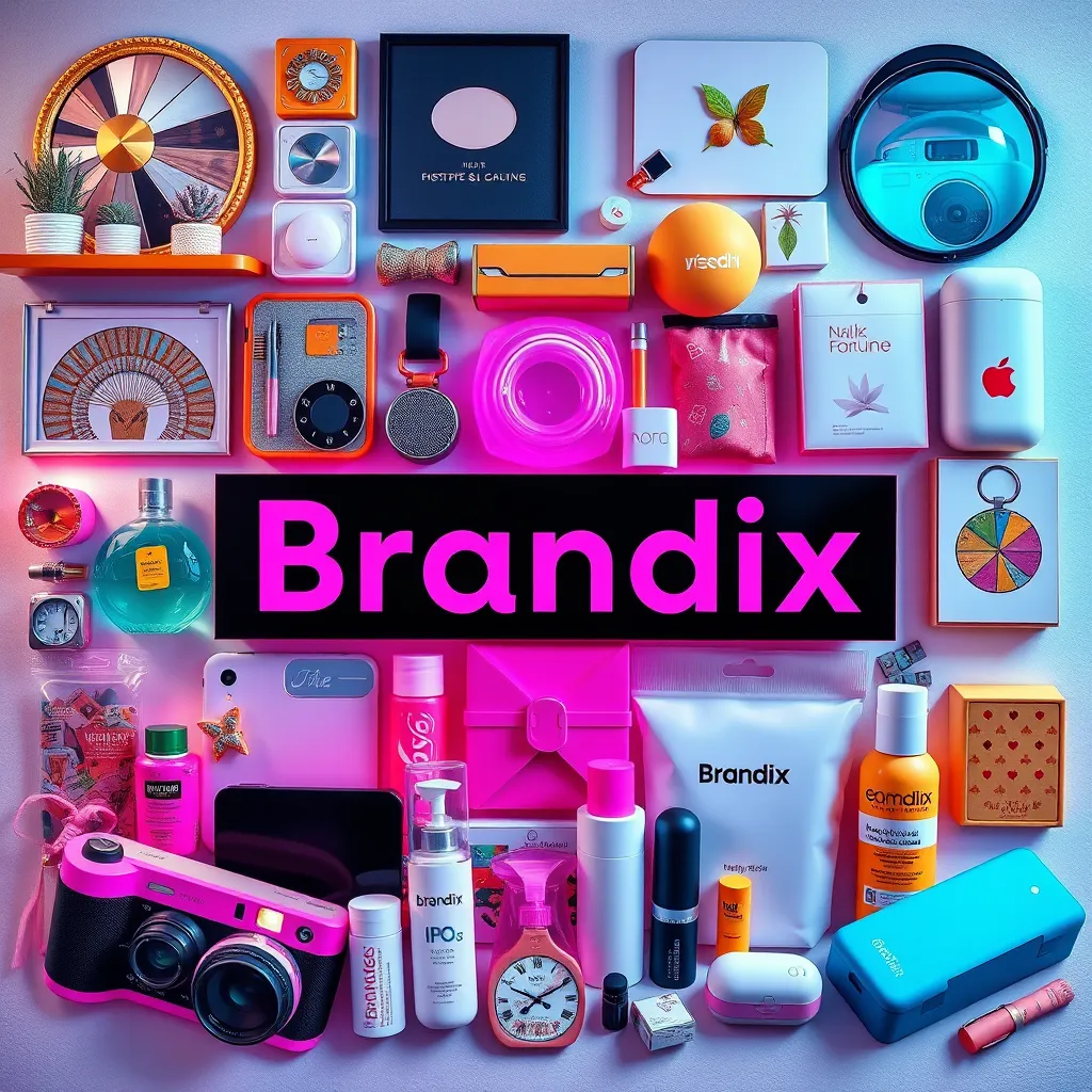 A visually appealing collage showcasing a variety of products from different categories, such as home decor, fashion accessories, tech gadgets, and beauty items. The collage should be vibrant and capture the diversity of products offered by Brandix.