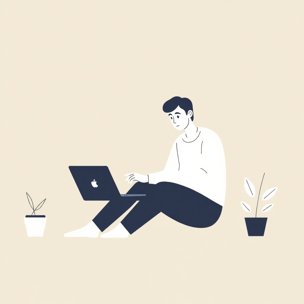 A photorealistic image showing a person working on their laptop, creating engaging content for a website. The screen displays various tools and content marketing assets.