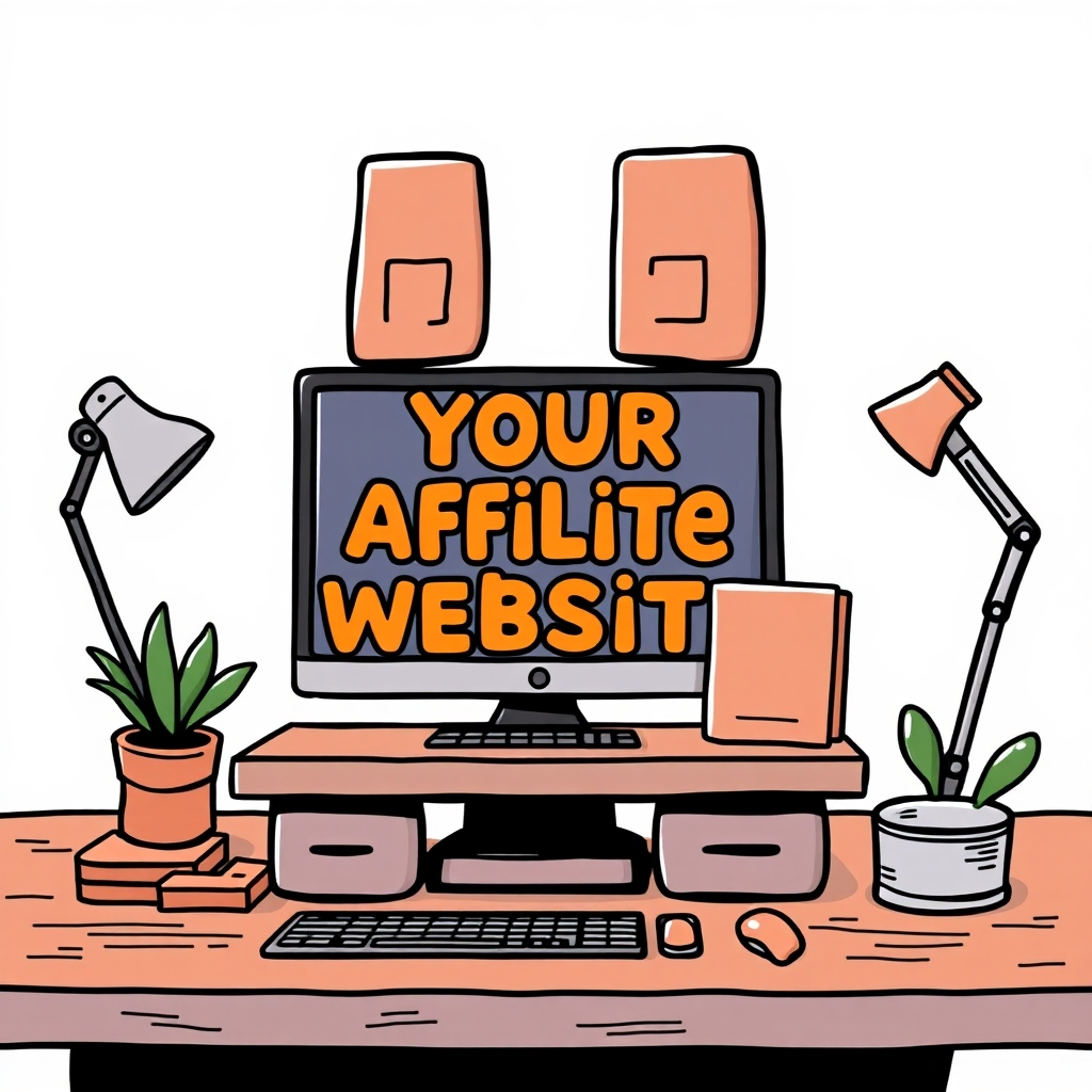 A photorealistic image of a clean, modern website design with high-quality images and persuasive copy, showcasing a successful affiliate marketing campaign.