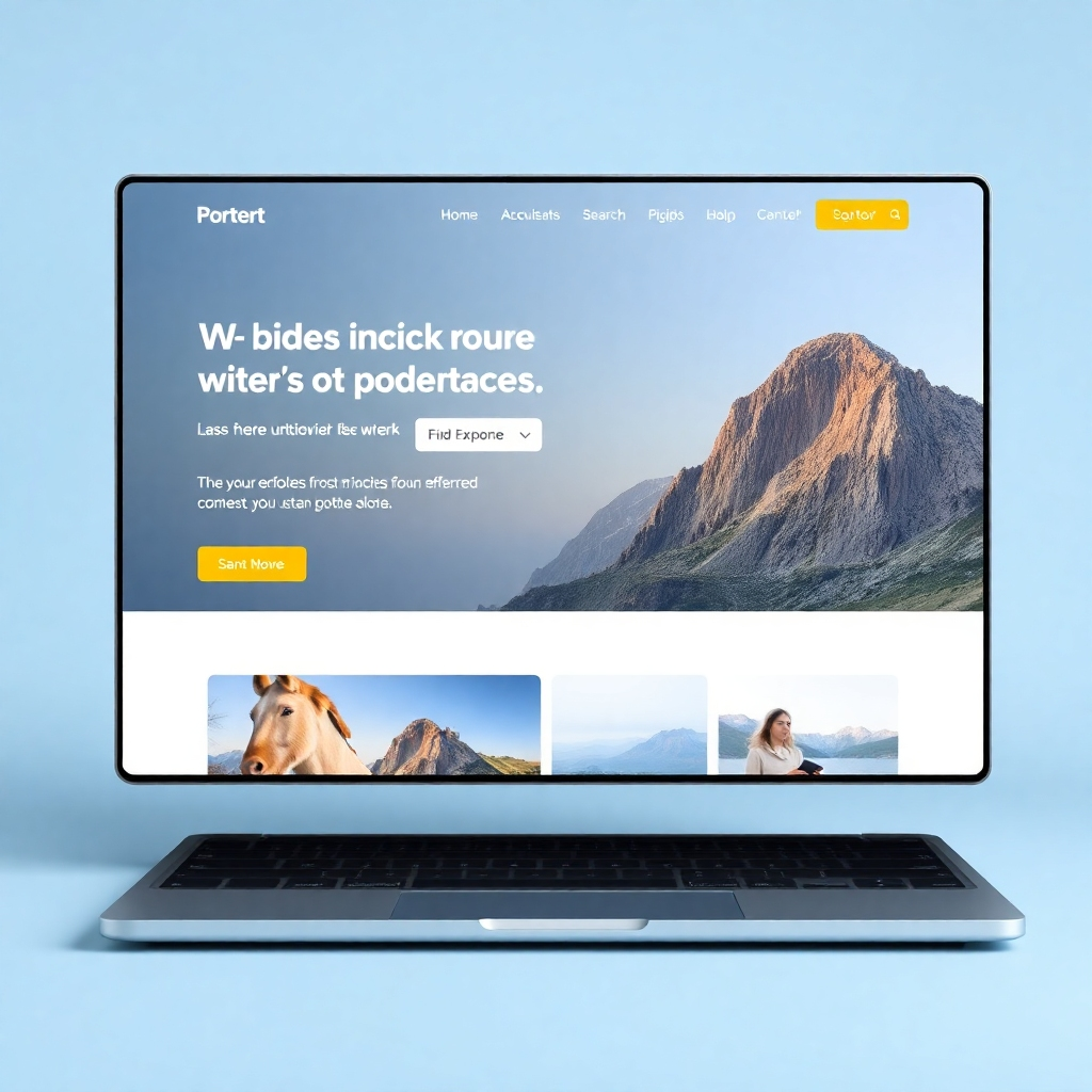 Photorealistic image of a clean and modern website design, highlighting user experience and attractive visuals.