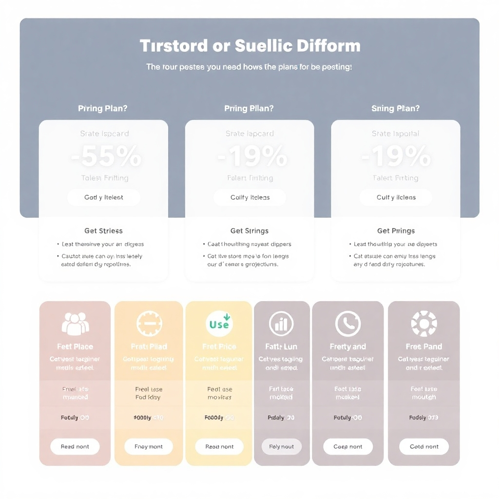 Visual representation of various pricing plans and options. Clean layout with straightforward graphics.