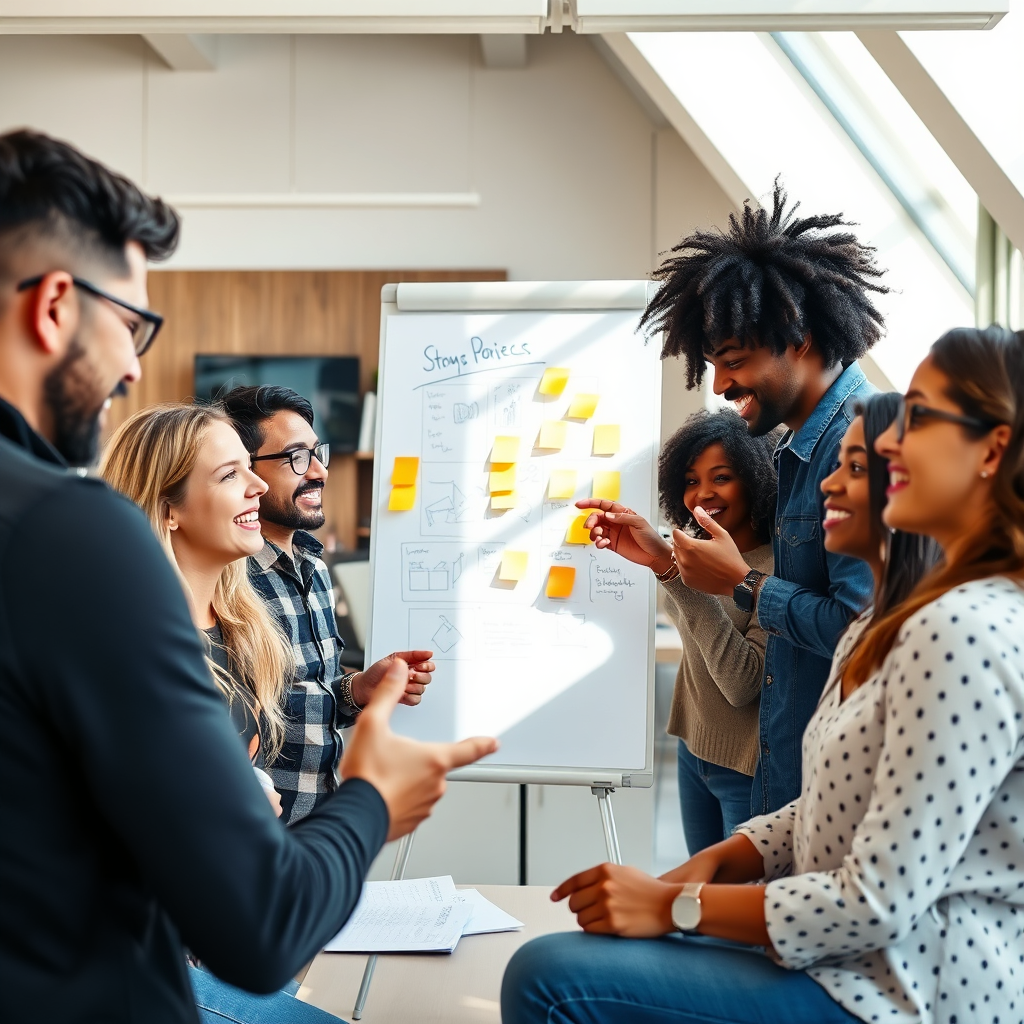 Team collaborating in a modern office