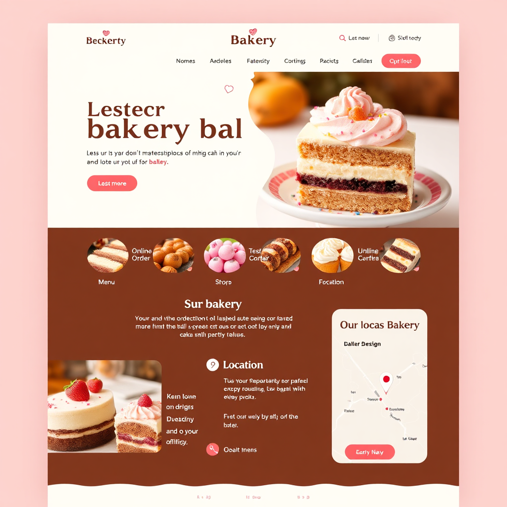 Local bakery website with online ordering